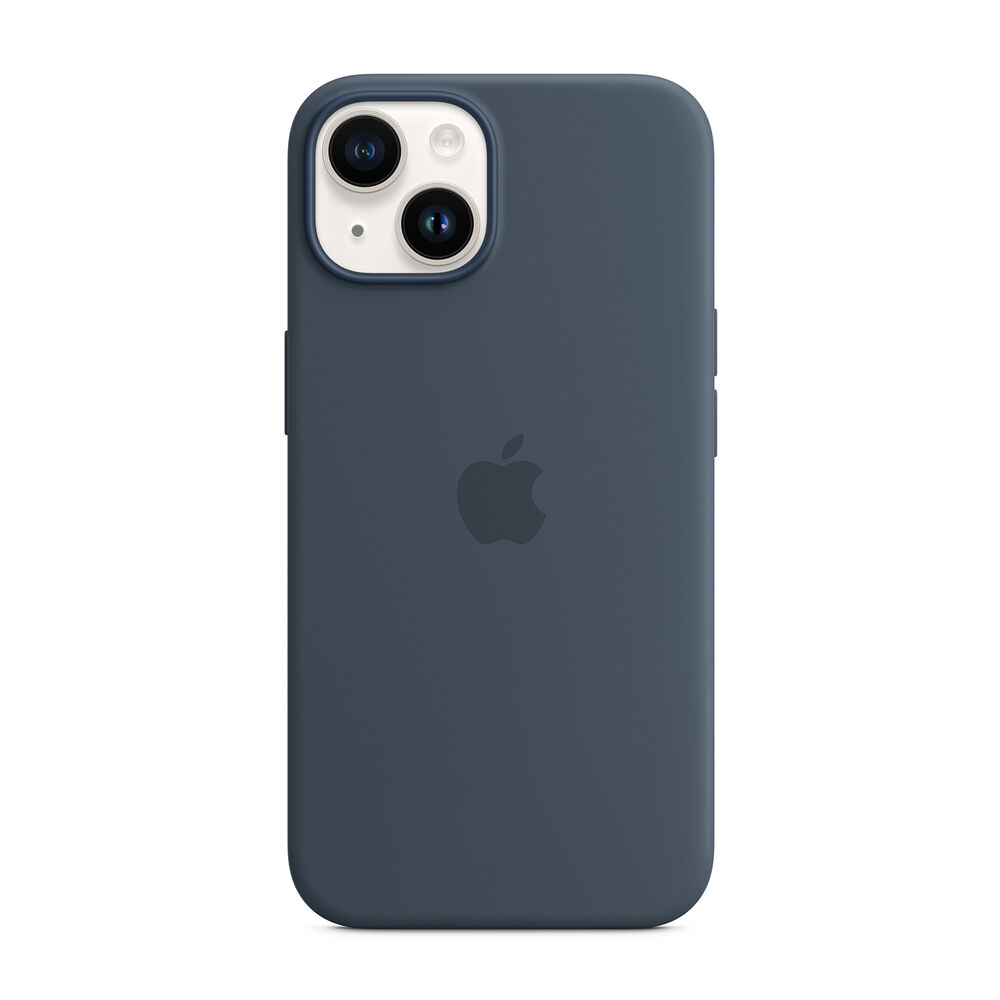 Custodia MagSafe in silicone per iPhone 14 - Blu tempesta, image number 3