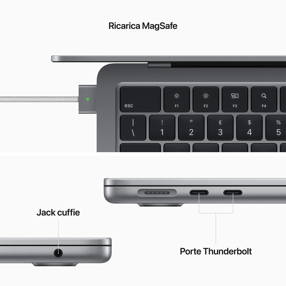 MB AIR MLXX3T, 13,6 pollici, processore Apple, Apple GPU 10-core, 8 GB, SSD 512 GB, Gray, image number 7
