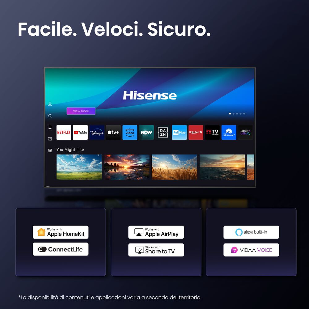 HISENSE 65U7Q TV MINI LED, SMART TV, 65 ", Mini LED, Processore Quad Core / MT9618, NERO, Classe E - PRMG GRADING OOBN - 10%, image number 6