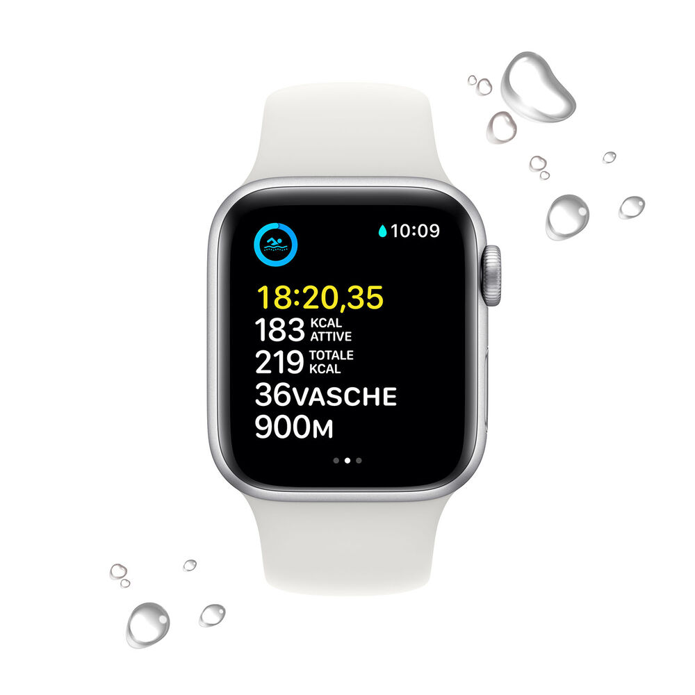 Watch SE GPS + Cellular 40mm Cassa in alluminio color argento con Cinturino Sport Bianco - Regular (2&ordf; Generazione), image number 2