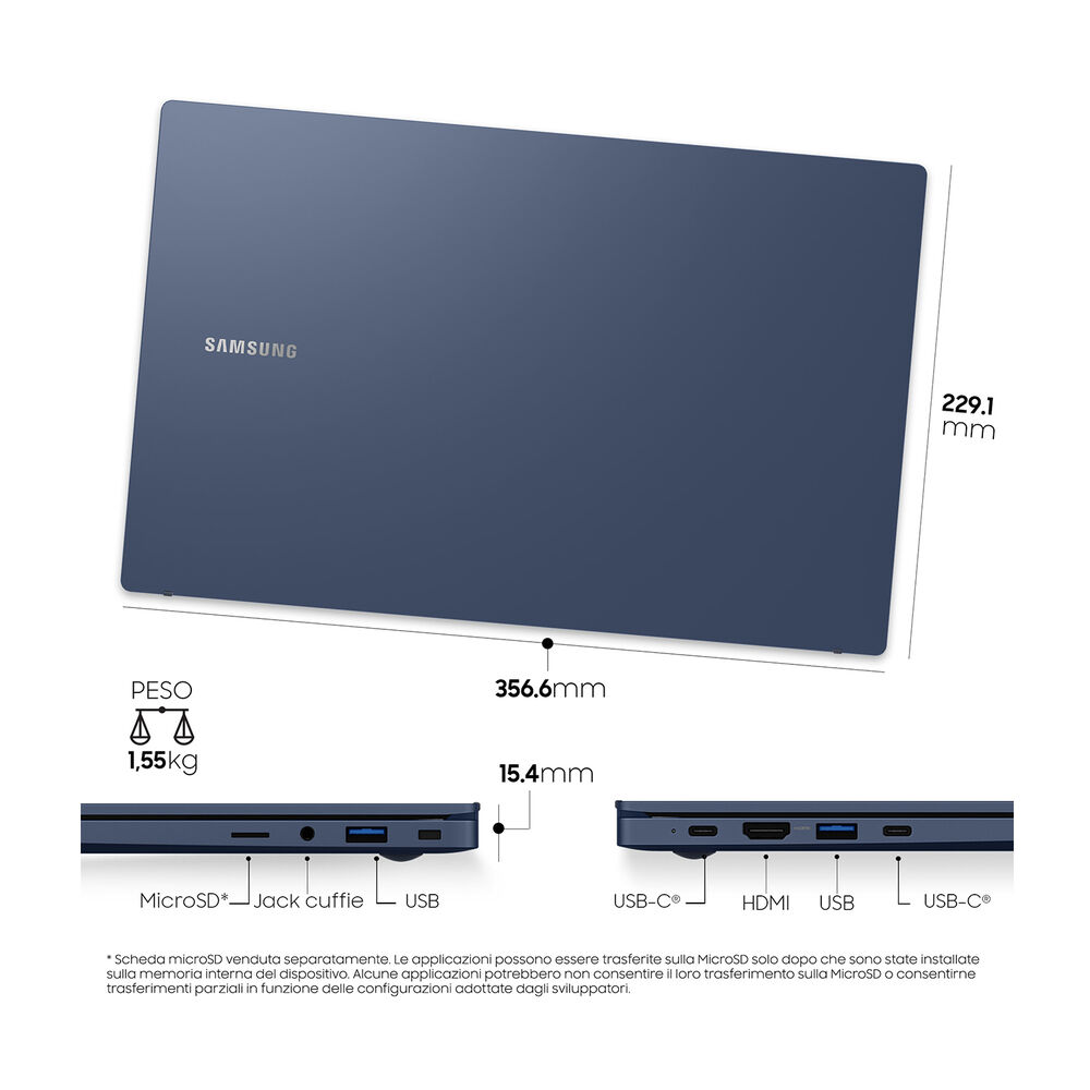 Galaxy Book, 15,6 pollici, processore Intel® Core™ i3, INTEL UHD Graphics, 8 GB, SSD 256 GB, Blue, image number 2