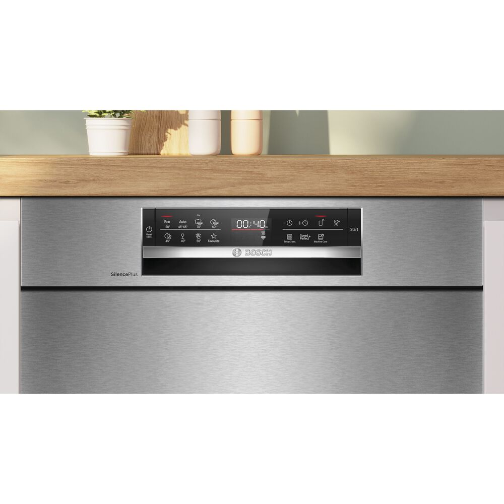 LAVASTOVIGLIE INCASSO Incasso sottopiano SMU6ECS12E, Programmi 8, Dimensioni: L 59,8 cm, A 81,5 cm, P 57,3 cm, Rumorosit&agrave; 42 dB(A), Consumo di acqua 9 l, Acciaio spazzolato, Classe A - PRMG GRADING ROBN - 10%, image number 6