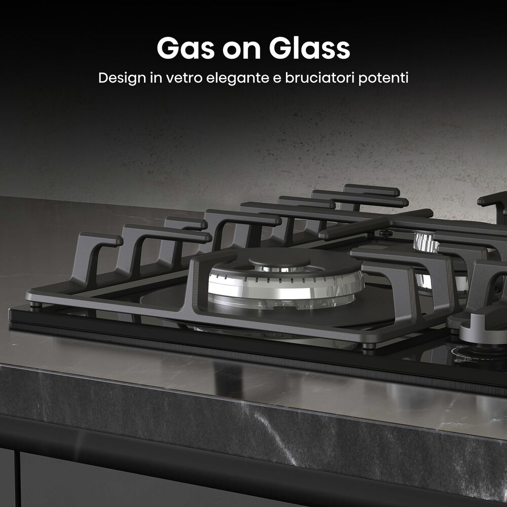 HISENSE GG663BHF PIANO COTTURA GAS, 4 zone di cottura, dimensioni: L 60 cm, P 52 cm, Vetro Nero - PRMG GRADING ROCN - 15%, image number 7
