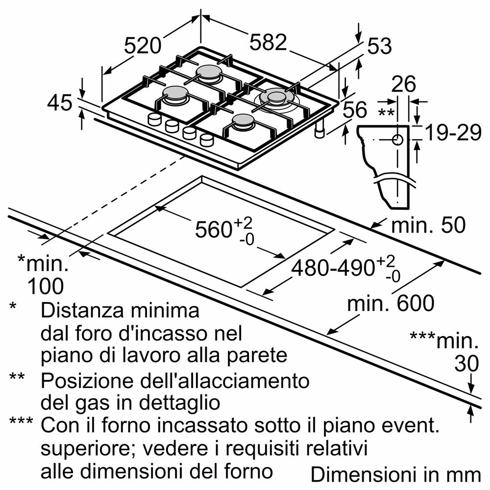 BOSCH PGH6B5K90 PIANO COTTURA GAS, 4 zone di cottura, dimensioni: L 58,2 cm, P 52 cm, piano in Acciaio inossidabile, Acciaio Inox - PRMG GRADING ROBN - 10%, image number 6