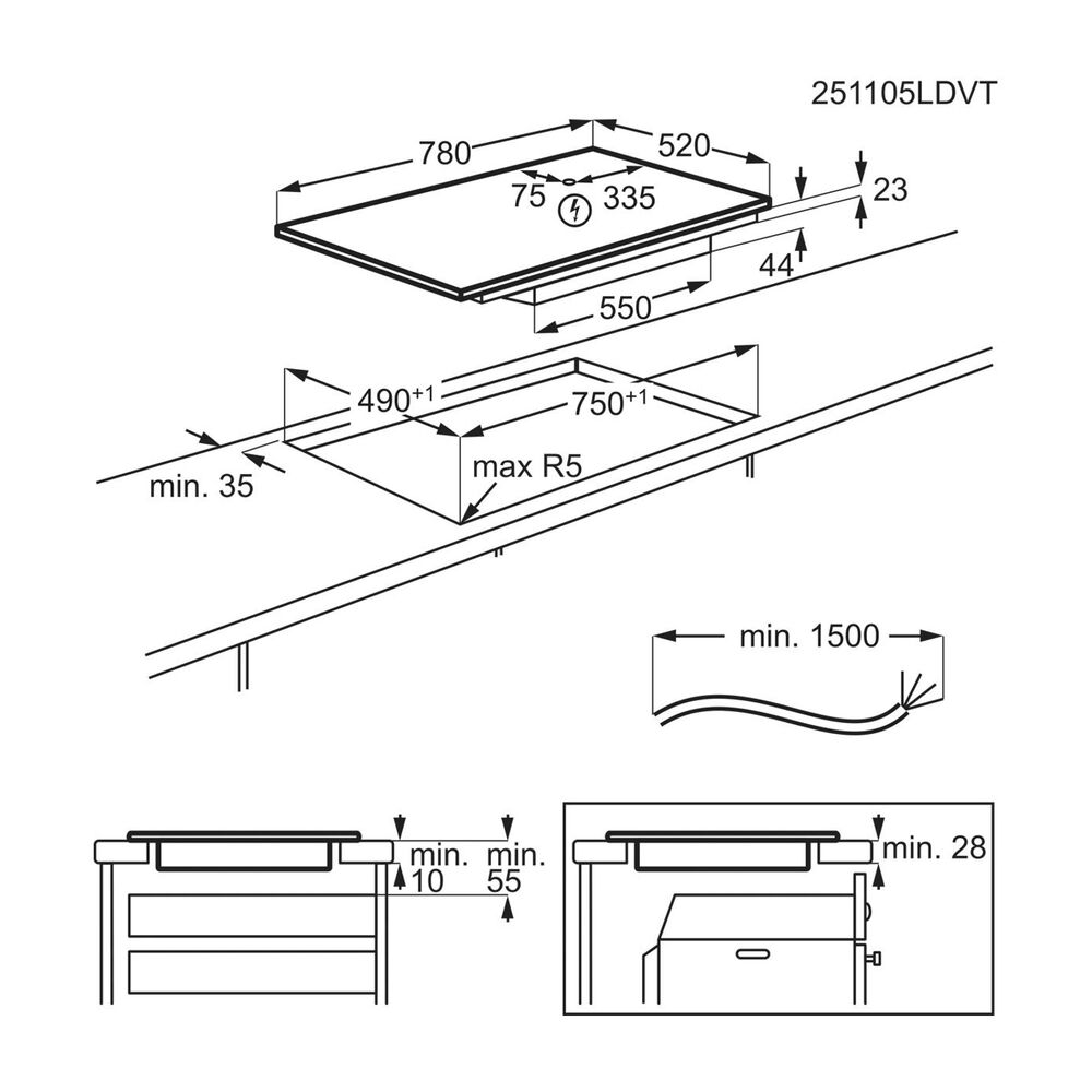 PIANO COTTURA A INDUZIONE CIL83443, 4 zone cottura, dimensioni: L 78 cm x P 52 cm x A 4,5cm, Flex-Zone, vetroceramica, nero - PRMG GRADING ROAN - 4.99%, image number 4