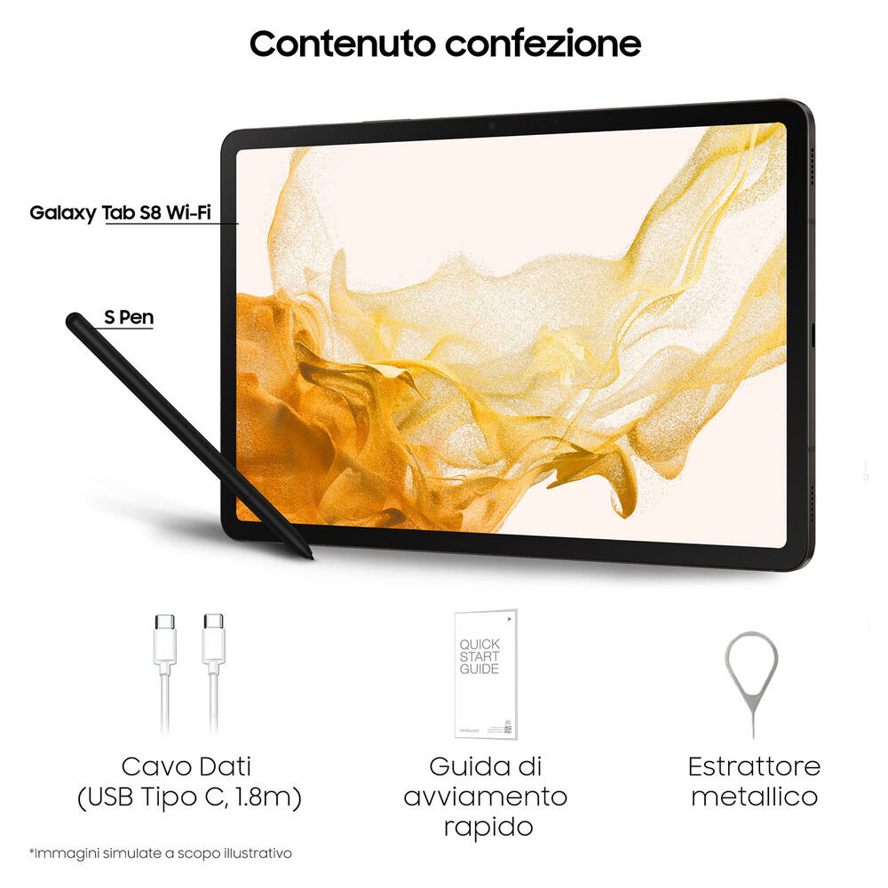  Tablet SAMSUNG GALAXY TAB S8 WIFI 128 11, 128 GB, No, 11 pollici, image number 6
