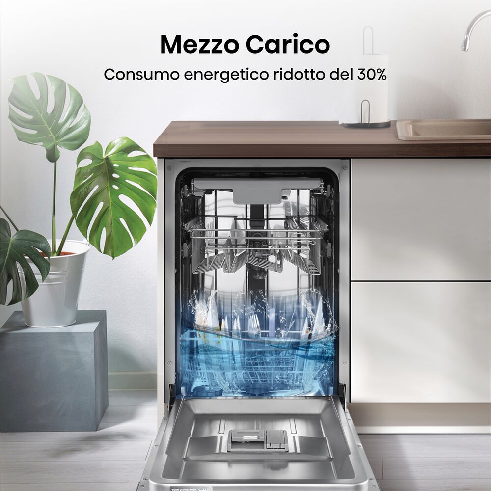LAVASTOVIGLIE INCASSO Pannello frontale non in dotazione HISENSE HV523E10, Programmi 7, Dimensioni: L 55 cm, A 81,5 cm, P 44,8 cm, Rumorosit&agrave; 47 dB(A), Consumo di acqua 9 l, Bianco, Classe E - PRMG GRADING ROBN - 10%, image number 15