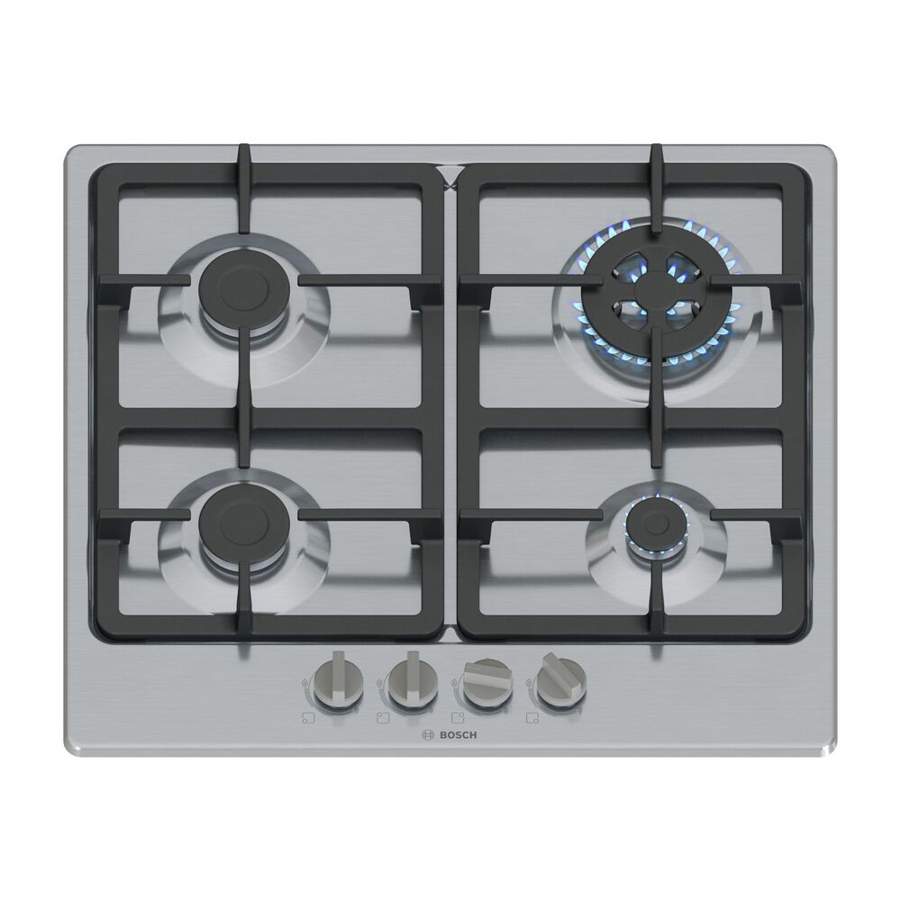 BOSCH PGH6B5K90 PIANO COTTURA GAS, 4 zone di cottura, dimensioni: L 58,2 cm, P 52 cm, piano in Acciaio inossidabile, Acciaio Inox - PRMG GRADING ROBN - 10%, image number 0