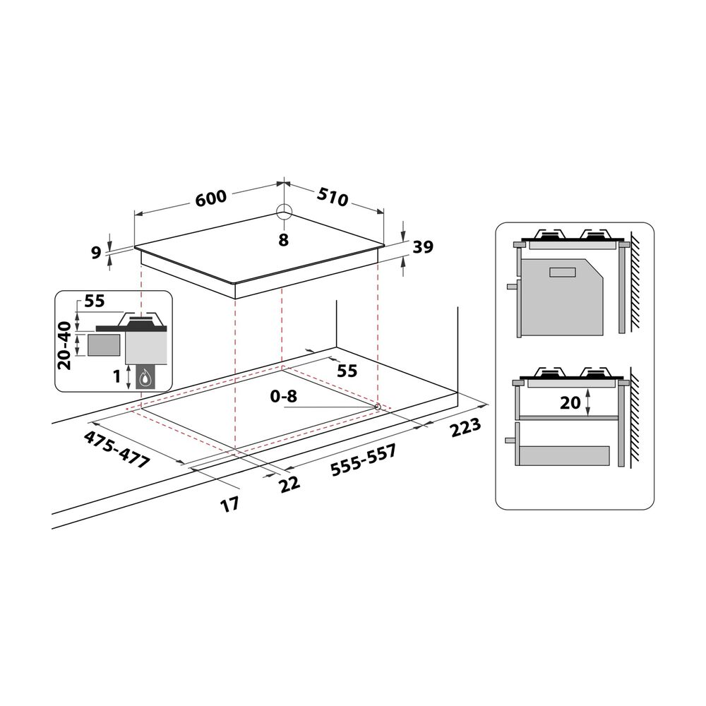  PIANO COTTURA HOTPOINT PCN 642 T/IX/HAR, Piano cottura Gas, zone cottura 4, image number 3