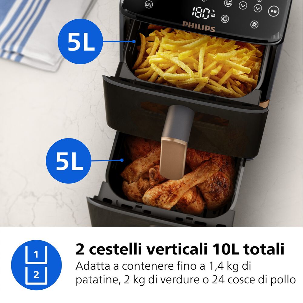PHILIPS Airfryer Verticale Serie 4000 da 10L NA462/80 FRIGGITRICE AD ARIA, capacit&agrave; 10 l, Max potenza 2750 W, 6 programmi, da 40 &deg;C a 200 &deg;C, Bianco - PRMG GRADING ROCN - 15%, image number 8