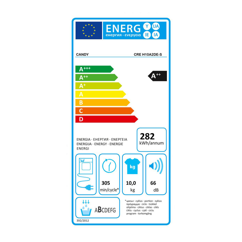 CRE H10A2DE-S asciugatrice, 10 kg, Classe A++, image number 5