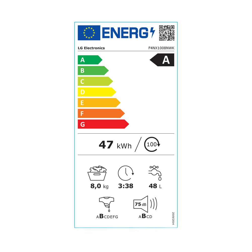 LG F4NX1008NWK Serie X1 LAVATRICE, Caricamento frontale, 8 kg, 10 programmi, Profondit&agrave; 55 cm, Giri 1400 rpm, ivory White, livello rumorosit&agrave; centrifuga 75 dB(A), Classe A  - PRMG GRADING ROAN - 5%, image number 13