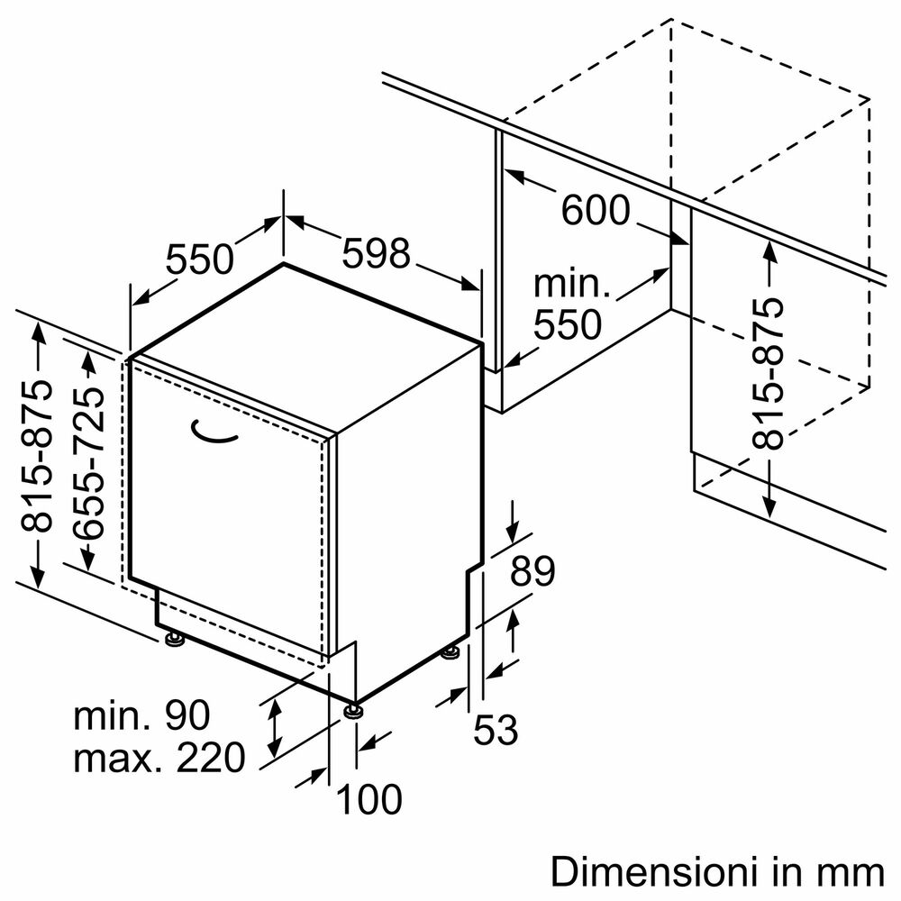 LAVASTOVIGLIE INCASSO Pannello frontale non in dotazione BOSCH SMV24AX04E, Programmi 4, Dimensioni: L 59,8 cm, A 81,5 cm, P 55 cm, Rumorosit&agrave; 48 dB(A), Consumo di acqua 9,5 l, Classe E - PRMG GRADING ROBN - 10%, image number 2