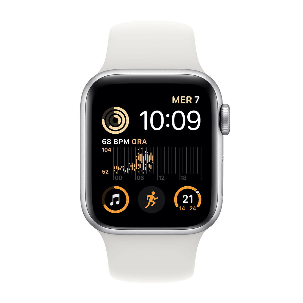 Watch SE GPS + Cellular 40mm Cassa in alluminio color argento con Cinturino Sport Bianco - Regular (2&ordf; Generazione), image number 1