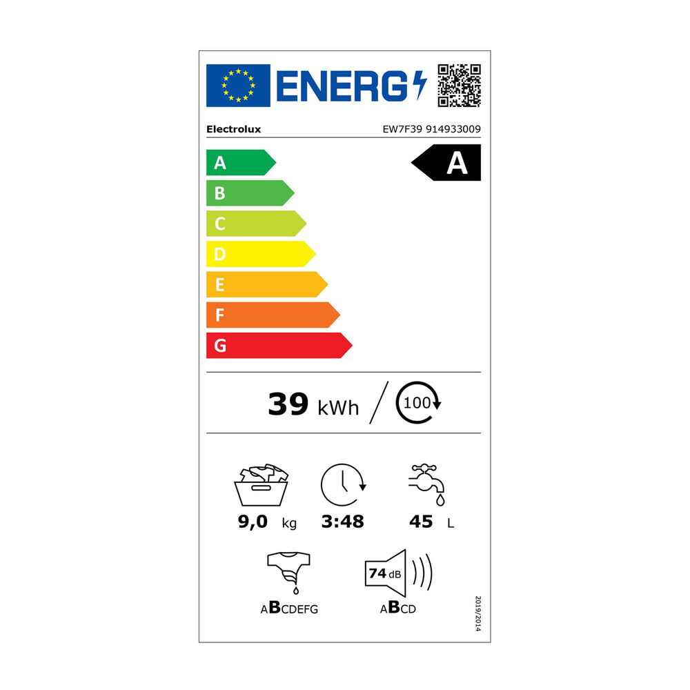 ELECTROLUX EW7F39 LAVATRICE, Caricamento frontale, 9 kg, 14 programmi, Profondit&agrave; 57,2 cm, Giri 1400 rpm, Bianco, livello rumorosit&agrave; centrifuga 74 dB(A), Classe A - PRMG GRADING ROBN - 10%, image number 4
