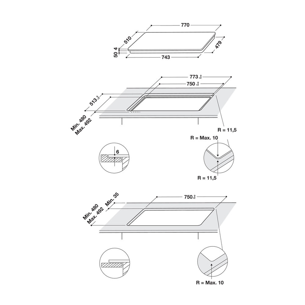  PIANO COTTURA INDESIT IB 21B77 NE, zone cottura 4, image number 5