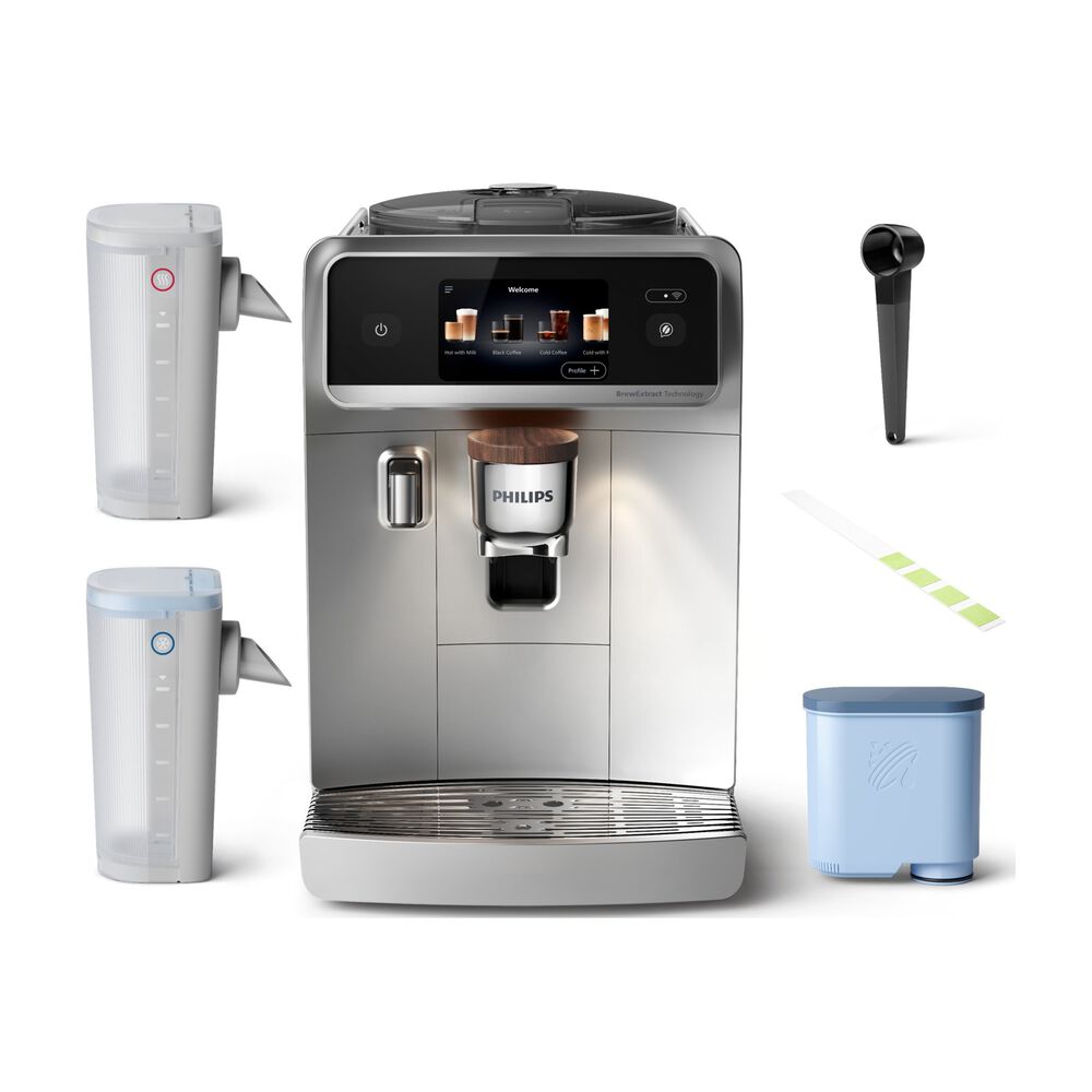 MACCHINA CAFF&Egrave; AUTOMATICA PHILIPS Caf&eacute; Aromis EP8757/20, Pressione pompa 15 bar, Potenza 1500 W, Programmi Espresso, Caff&egrave;, Cappuccino, Latte Macchiato, Caffellatte, Americano, Caff&egrave; crema, Ristretto, Espresso Lungo, Flat White, Acqua calda, Latte caldo, Schiuma di latte., Funzione Regolazione macinatura, Programma pulizia, Argento / Bianco - PRMG GRADING OOCN - 15%, image number 11