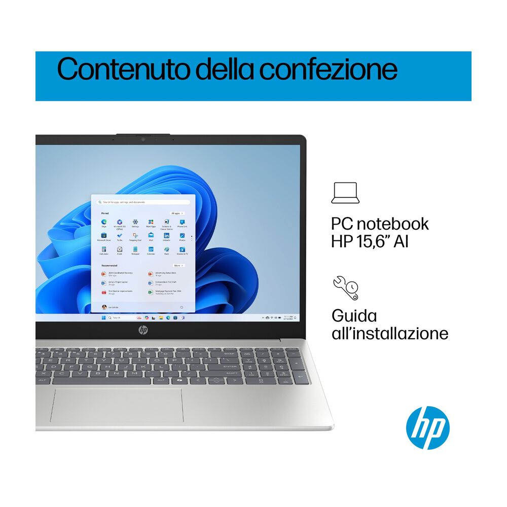 HP 15-FD0129NL NOTEBOOK, 15,6 ", processore Intel&reg; Core 5 120U, Intel&reg;, RAM 16 GB, 1000 GB SSD, Silver, Windows 11 - PRMG GRADING OOBN - 10%, image number 8