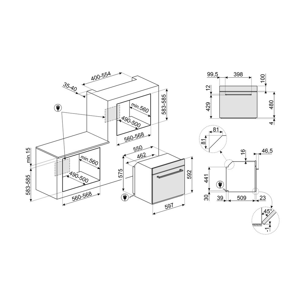 SMEG SF64M3S1PZXN FORNO INCASSO Capacit&agrave; 65 l, dimensoni: L 59,7 cm-A 59,7 cm-P 54,8 cm, Nero, classe A - PRMG GRADING ROAN - 4.99%, image number 1