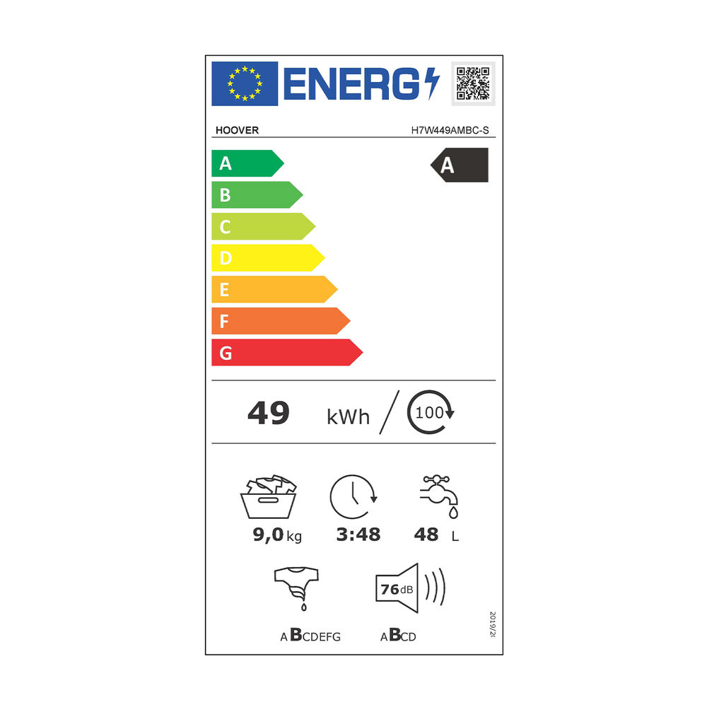 H7W449AMBC-S LAVATRICE, Caricamento frontale, 9 kg, 44 cm, Classe A, image number 7