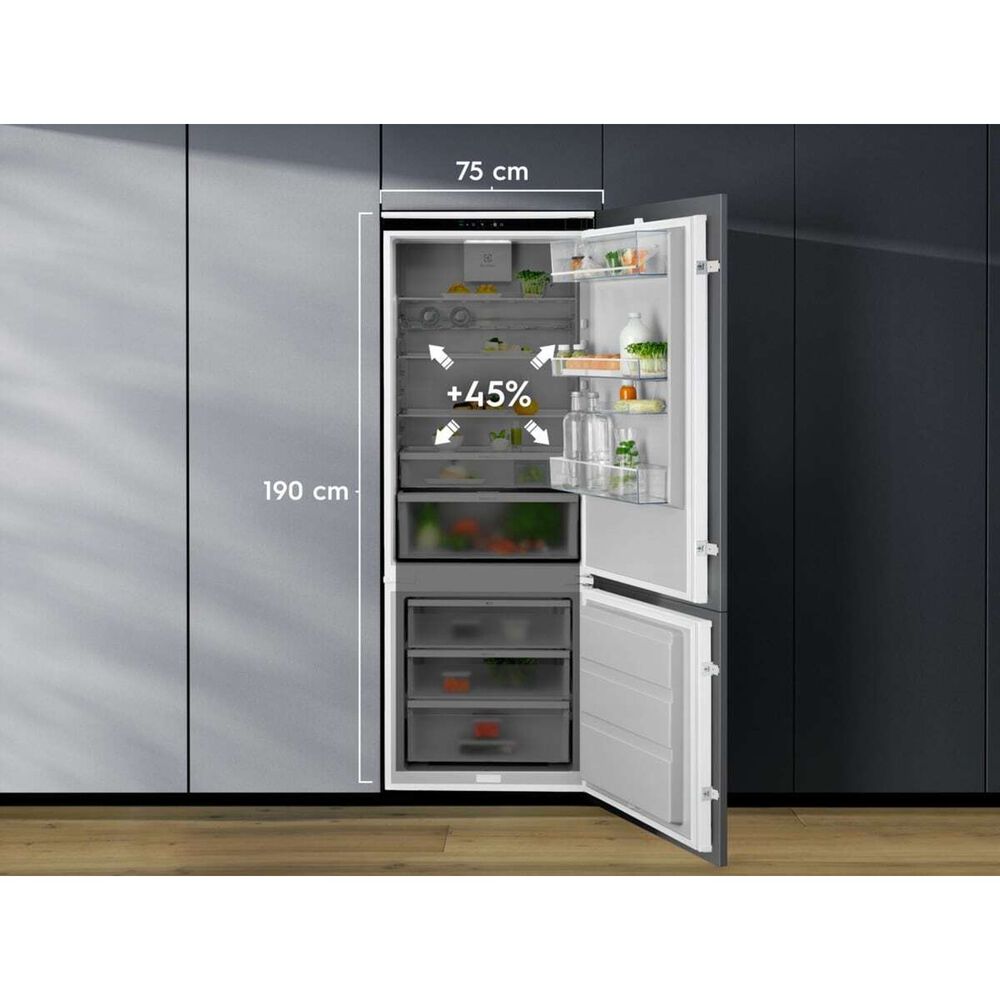FRIGORIFERO DA INCASSO ELECTROLUX LNG7TE75S, Capacit&agrave; netta totale 376 l, Rumorosit&agrave;: 35 dB(A), 4 ripiani, Dimensioni: L 69,6 cm A 188,4 cm P 54,9 cm, Bianco, Classe E - PRMG GRADING ROBN - 10%, image number 5