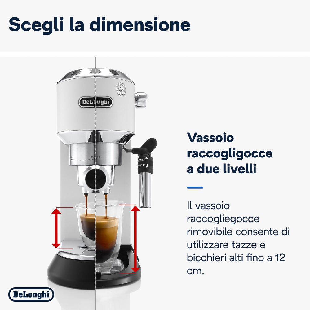 M/CAFFE' ESPRESSO DE LONGHI Dedica EC685.W, 1350 W, BIANCO OPACO, image number 4