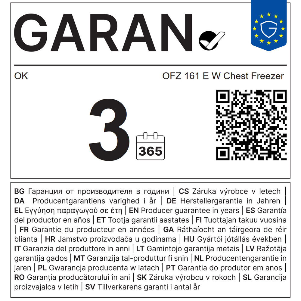 OFZ 161 E W Chest Freezer, image number 9