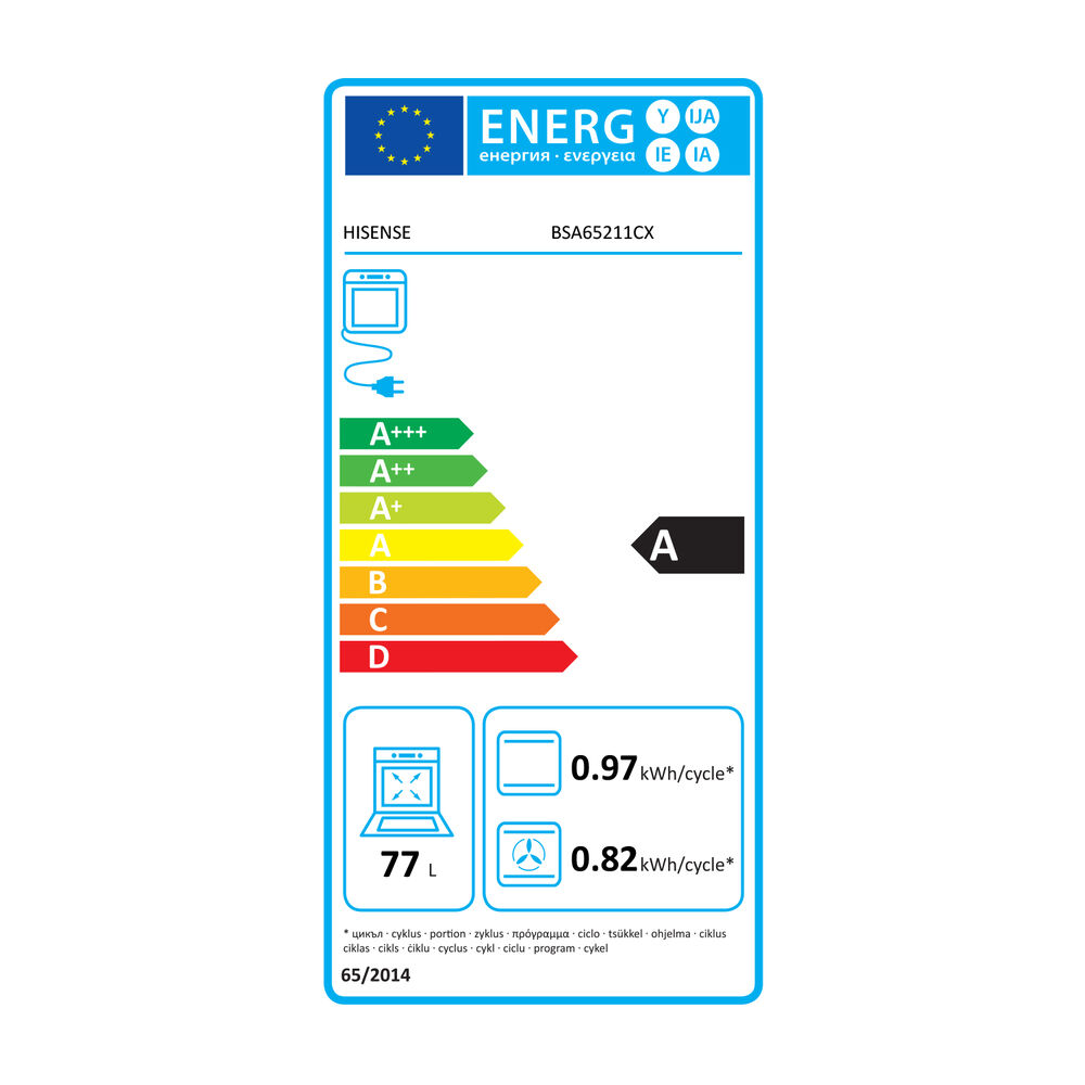 HISENSE BSA65211CX FORNO INCASSO Capacit&agrave; 77 l, dimensoni: L 59,5 cm-A 59,5 cm-P 56,4 cm, Inox, classe A - PRMG GRADING ROBN - 10%, image number 10