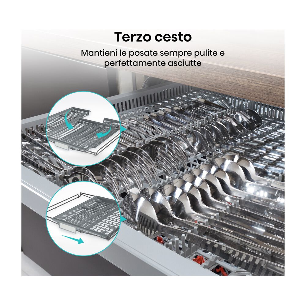 LAVASTOVIGLIE INCASSO Pannello frontale non in dotazione HISENSE HV523E10, Programmi 7, Dimensioni: L 55 cm, A 81,5 cm, P 44,8 cm, Rumorosit&agrave; 47 dB(A), Consumo di acqua 9 l, Bianco, Classe E - PRMG GRADING ROBN - 10%, image number 17