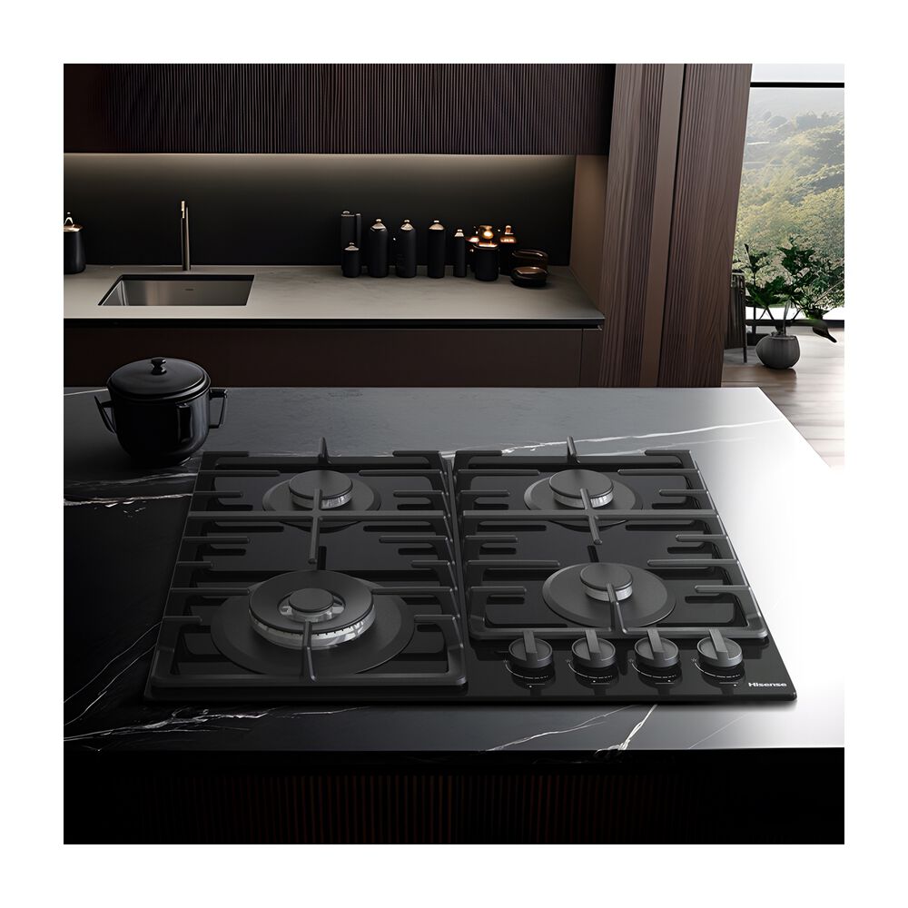 HISENSE GG663BHF PIANO COTTURA GAS, 4 zone di cottura, dimensioni: L 60 cm, P 52 cm, Vetro Nero - PRMG GRADING ROCN - 15%, image number 3