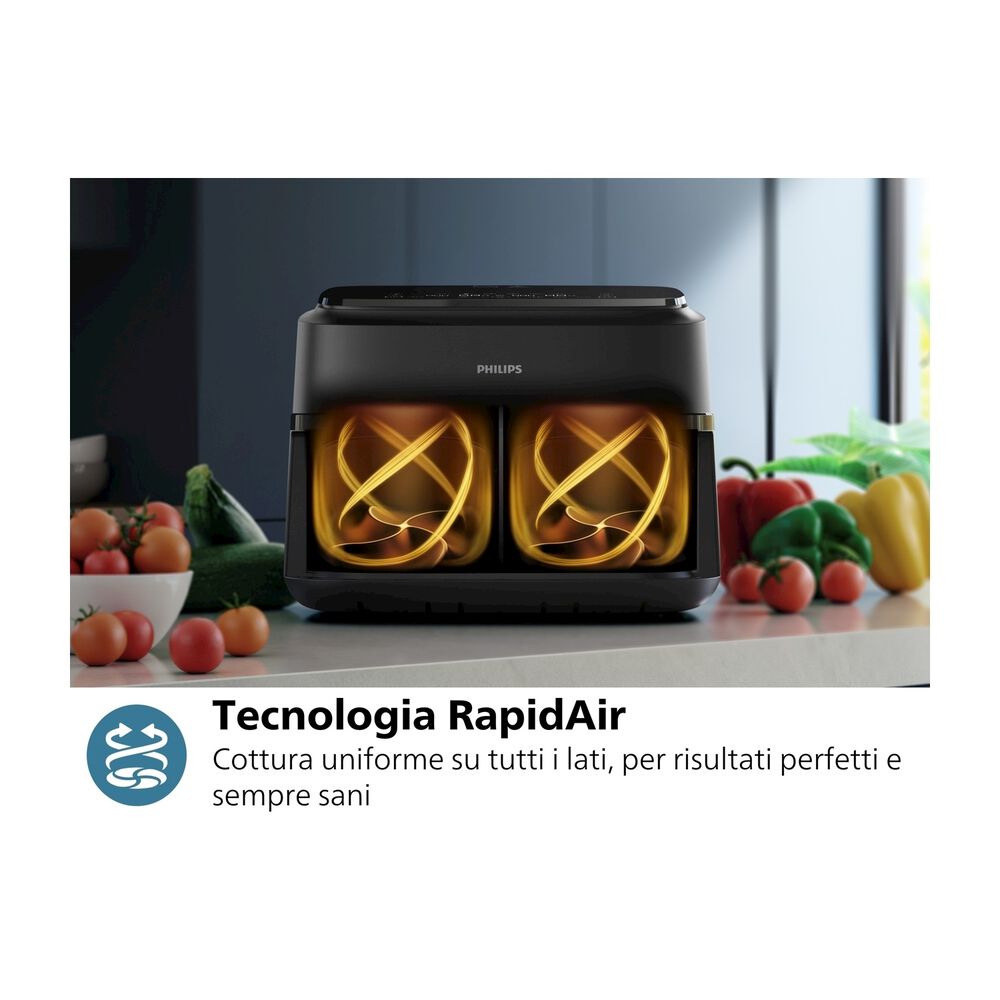 Airfryer Serie 1000 doppio cestello 7.1L NA150/00, image number 9