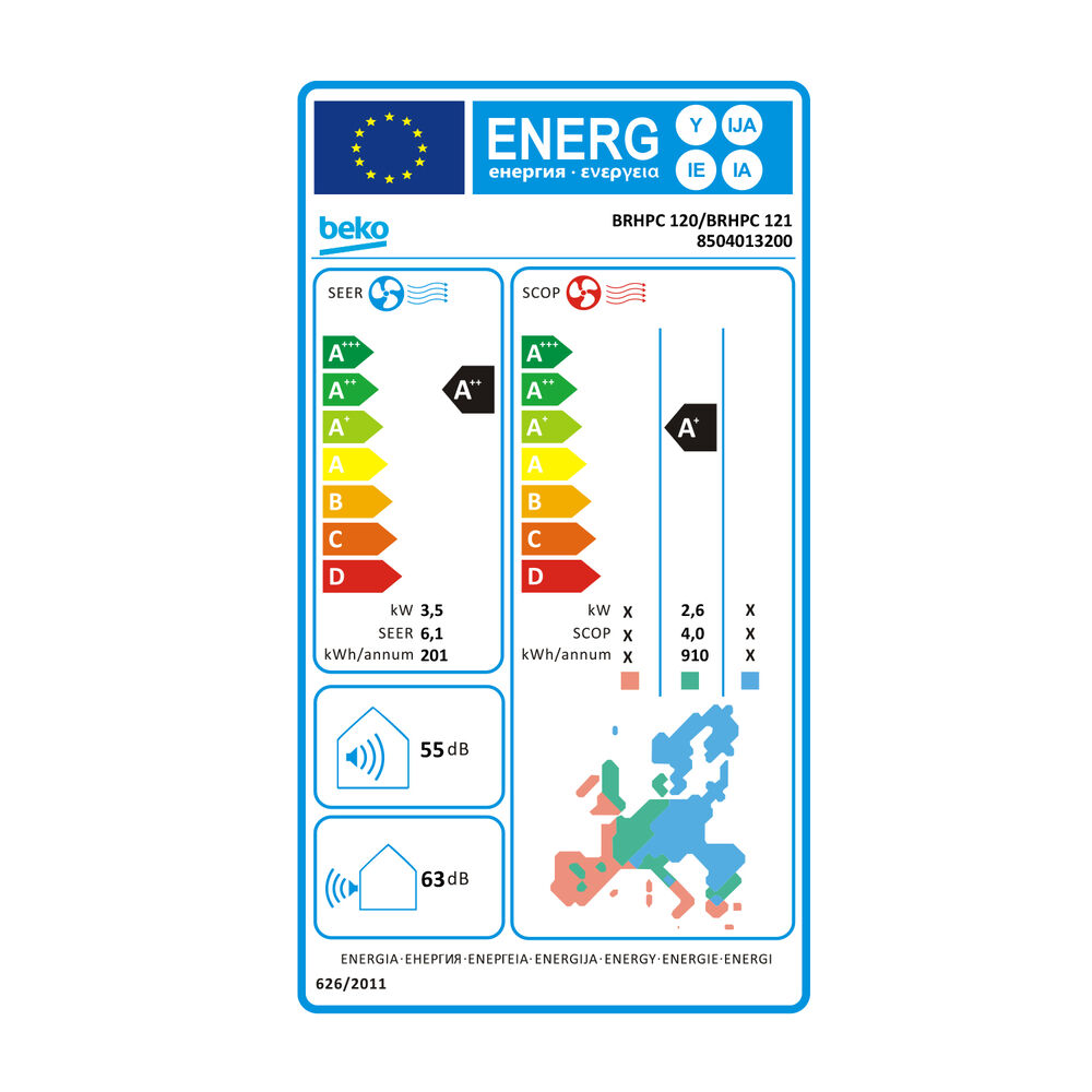 Condizionatore Fisso Unità Interna BEKO BRHPC 120, image number 6