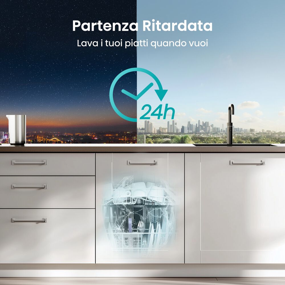 LAVASTOVIGLIE INCASSO Pannello frontale non in dotazione HISENSE HV523E10, Programmi 7, Dimensioni: L 55 cm, A 81,5 cm, P 44,8 cm, Rumorosit&agrave; 47 dB(A), Consumo di acqua 9 l, Bianco, Classe E - PRMG GRADING ROBN - 10%, image number 14