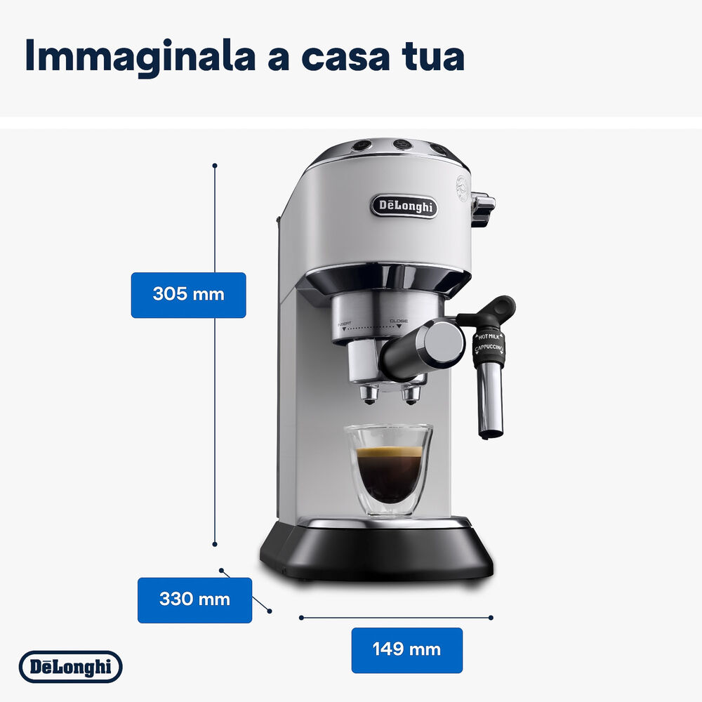M/CAFFE' ESPRESSO DE LONGHI Dedica EC685.W, 1350 W, BIANCO OPACO, image number 5