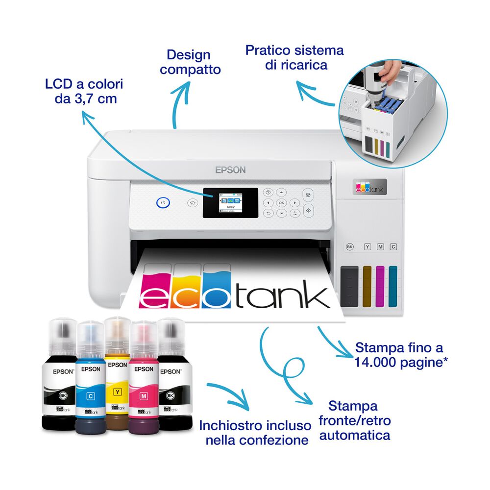 STAMPANTE INKJET EcoTank ET-2856, Inkjet, image number 2