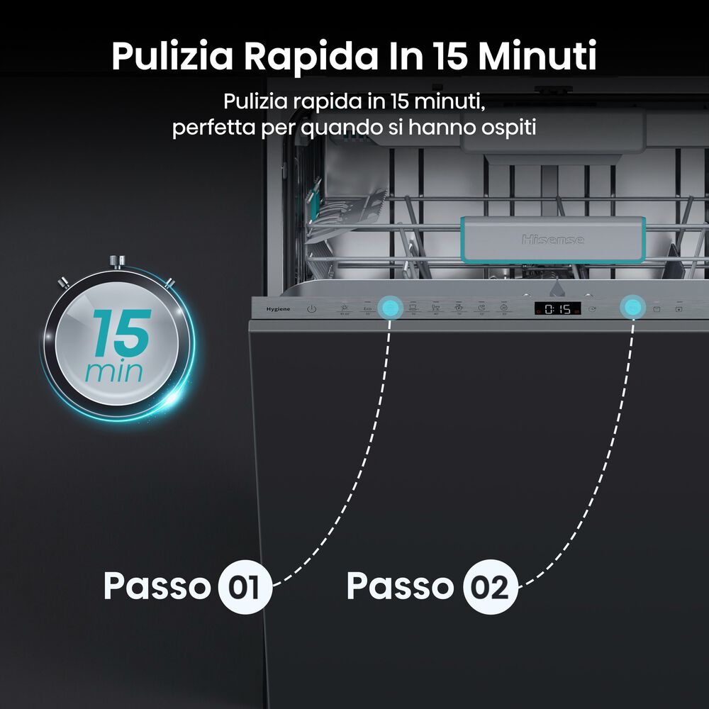 LAVASTOVIGLIE INCASSO Incasso built-in (BI) HV16A, Programmi 8, Dimensioni: L 59,8 cm, A 81,6 cm, P 55,5 cm, Rumorosit&agrave; 43 dB(A), Consumo di acqua 9,5 l, Bianco, Classe A - PRMG GRADING ROBN - 10%, image number 19