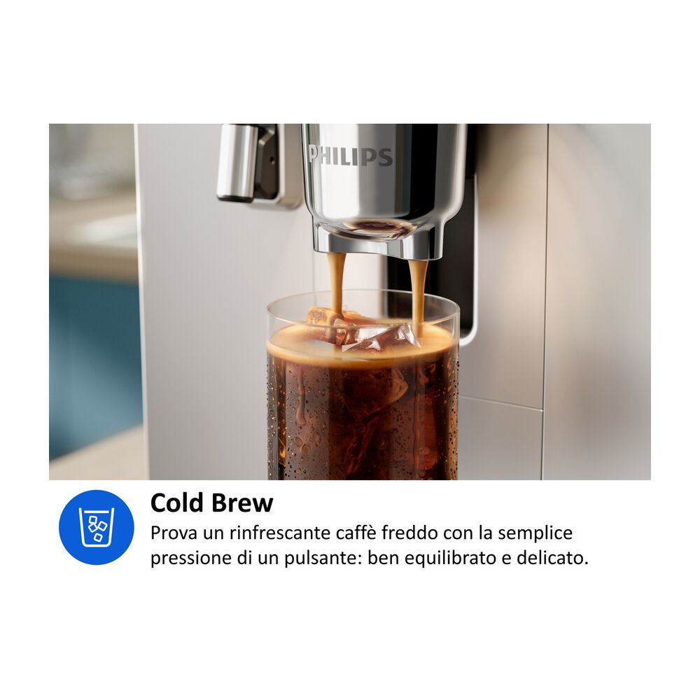 MACCHINA CAFF&Egrave; AUTOMATICA PHILIPS Caf&eacute; Aromis EP8757/20, Pressione pompa 15 bar, Potenza 1500 W, Programmi Espresso, Caff&egrave;, Cappuccino, Latte Macchiato, Caffellatte, Americano, Caff&egrave; crema, Ristretto, Espresso Lungo, Flat White, Acqua calda, Latte caldo, Schiuma di latte., Funzione Regolazione macinatura, Programma pulizia, Argento / Bianco - PRMG GRADING OOCN - 15%, image number 17