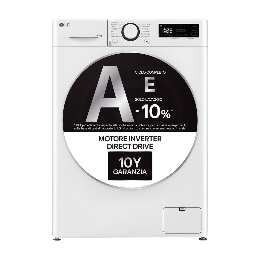 AI DD D2R5S09TSWW LAVASCIUGA, Caricamento frontale, capacit&agrave; lavaggio 9 kg, capacit&agrave; asciugatura 5 kg, 12 programmi, Profondit&agrave; 47,5 cm, Giri 1200 rpm, Bianca, Classe E - PRMG GRADING ROBN - 10%, image number 1