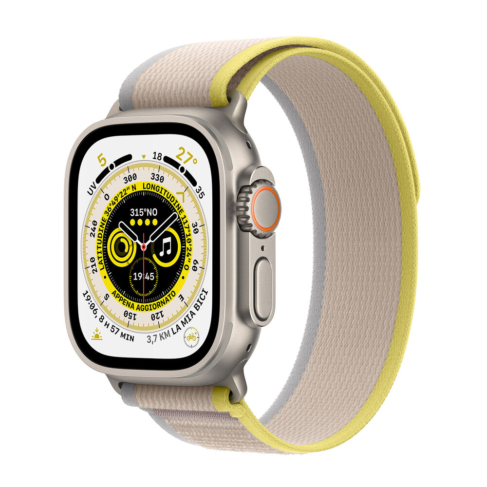 Watch Ultra GPS + Cellular, 49mm Cassa in titanio con Trail Loop giallo/beige - S/M, image number 0