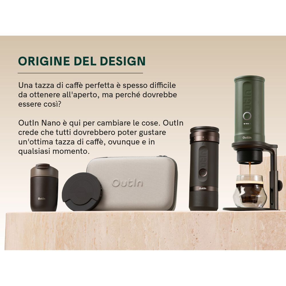 Macchina da Caff&egrave; Espresso Elettrica Portatile OUTIN NANO FOREST GREEN, 2 in 1, Compatibile con Macinato e Capsule Nespresso, 20 BAR, Ricarica semplice con USB-C - PRMG GRADING OOBN - 10%, image number 4