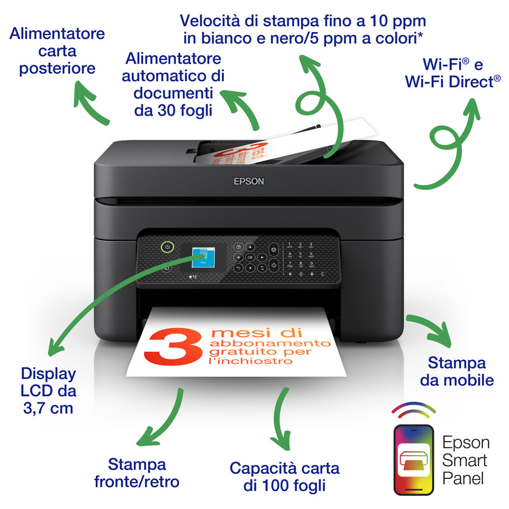 STAMPANTE INKJET WF-2930DWF, Inkjet, image number 2