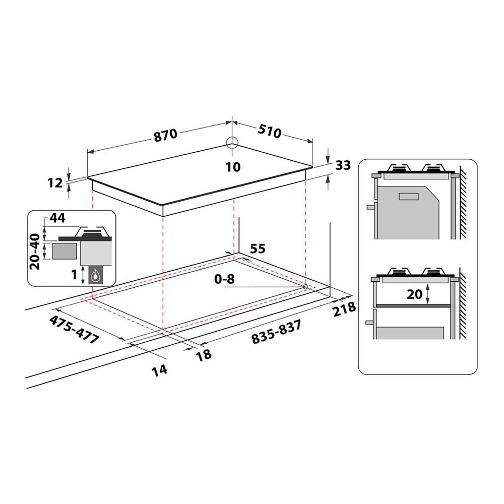  PIANO COTTURA HOTPOINT PHN 960MST (AN) R/HA, Piano cottura Gas, zone cottura 6, image number 4