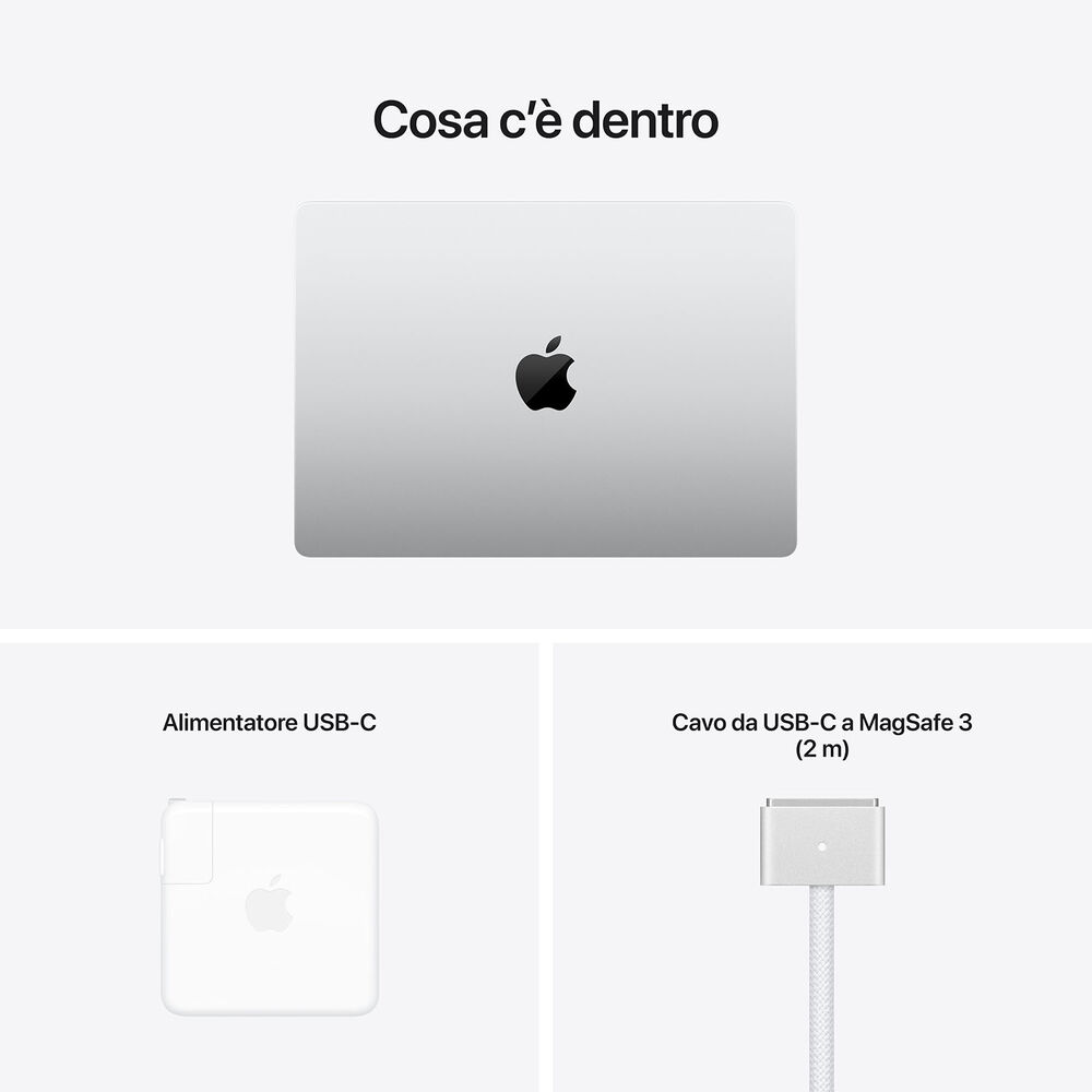 MacBook PRO 14, 14 pollici, processore Apple, Apple GPU 14-core, 16 GB, SSD 512 GB, Silver, image number 2