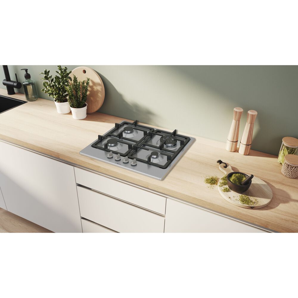 BOSCH PGH6B5K90 PIANO COTTURA GAS, 4 zone di cottura, dimensioni: L 58,2 cm, P 52 cm, piano in Acciaio inossidabile, Acciaio Inox - PRMG GRADING ROBN - 10%, image number 5
