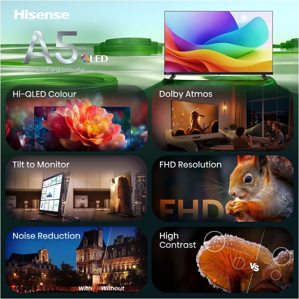HISENSE 40A5S, Smart TV QLED 40" FHD, 60Hz, Audio Dolby Atmos, VIDAA OS con 1000+ APP, HDR10, Game Mode, Works with Alexa, Wifi, lativ&ugrave; - PRMG GRADING OOBN - 10%, image number 5
