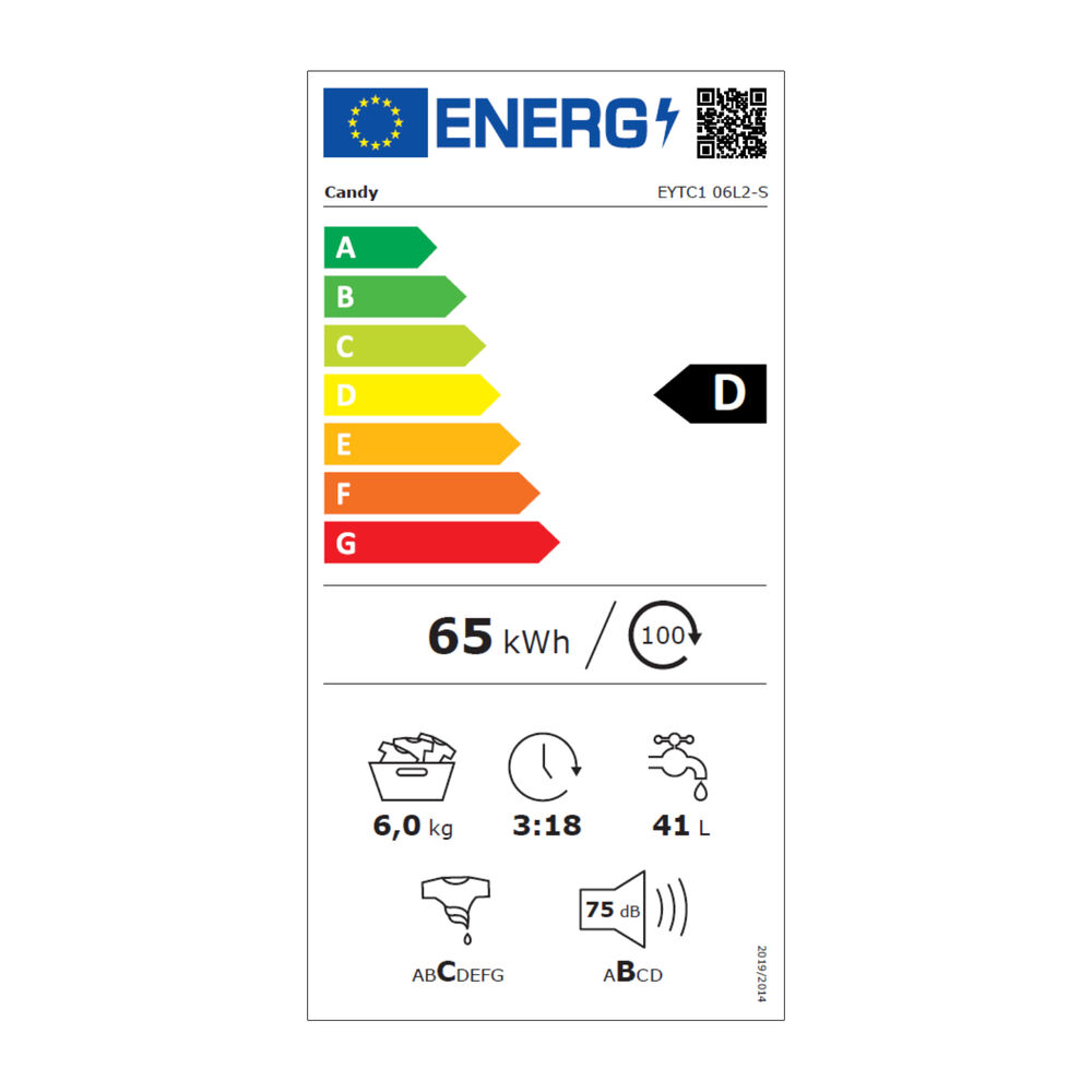 CANDY EYTC1 06L2-S LAVATRICE, Caricamento dall'alto, 6 kg, 15 programmi, Profondit&agrave; 60 cm, Giri 1000 rpm, Bianco, livello rumorosit&agrave; centrifuga 75 dB(A), Classe D - PRMG GRADING ROBN - 10%, image number 8