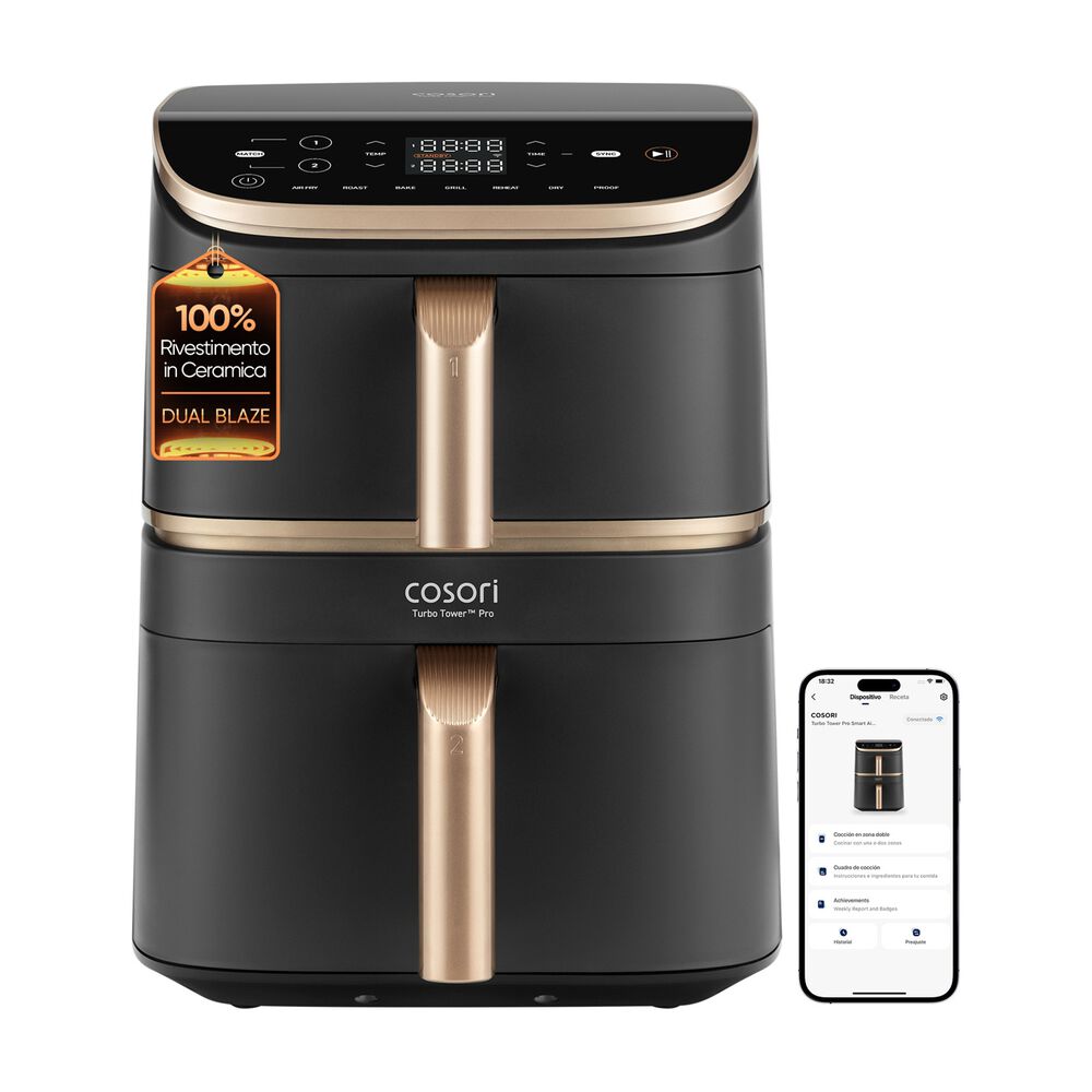 Turbo Tower Pro Smart FRIGGITRICE AD ARIA, capacit&agrave; 10,8 l, Max potenza 2630 W, Nero e Oro - PRMG GRADING OOBN - 10%, image number 0