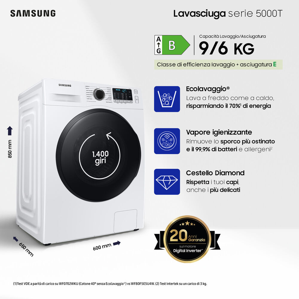 LAVASCIUGA SAMSUNG WD90TA046BE/ET, image number 1