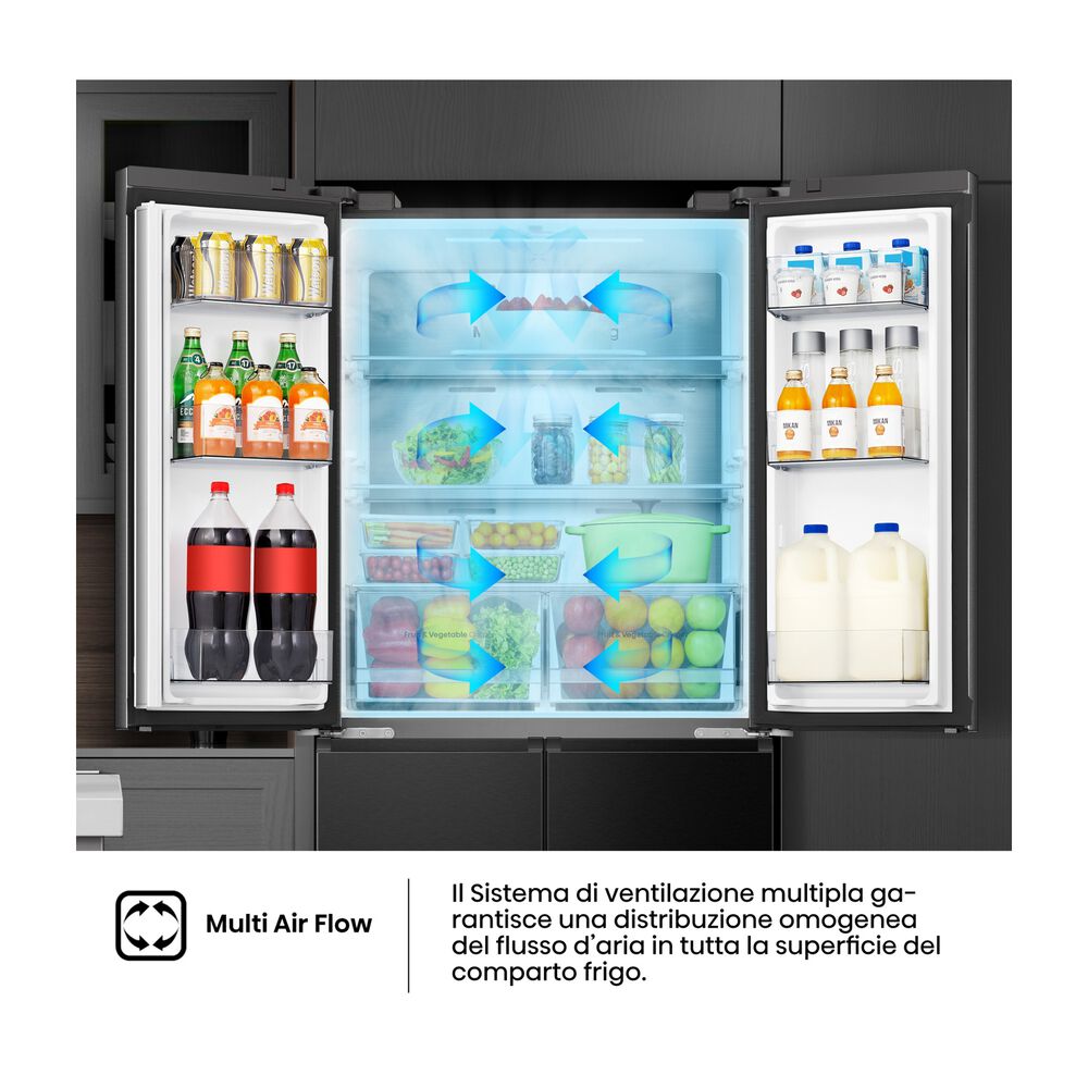 Frigorifero americano RQ5P470SAFE, Sistema Multi Flow: S&igrave;; Sistema raffreddamento frigorifero: No Frost; Sistema raffreddamento congelatore: No Frost, Capacit&agrave; netta totale 483 l, Rumorosit&agrave;: 37 dB(A), Dimensioni: L 79,4 cm A 178,5 cm P 69,8 cm, Black/Inox, Classe E - PRMG GRADING ROCN - 14.99%, image number 10