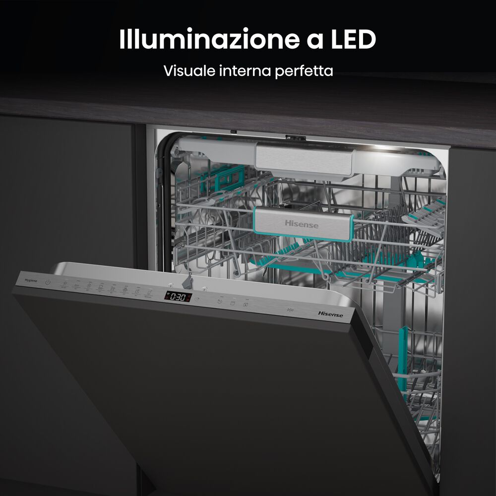 LAVASTOVIGLIE INCASSO Incasso built-in (BI) HISENSE HV693A65AD, Programmi 7, Dimensioni: L 59,5 cm, A 81,6 cm, P 55,5 cm, Rumorosit&agrave; 41 dB(A), Consumo di acqua 9,5 l, Bianco, Classe A - PRMG GRADING ROCN - 15%, image number 5